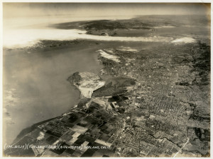 Aerial photo showing San Leandro, Bay Farm Island, Alameda, Oakland, July 1934.  